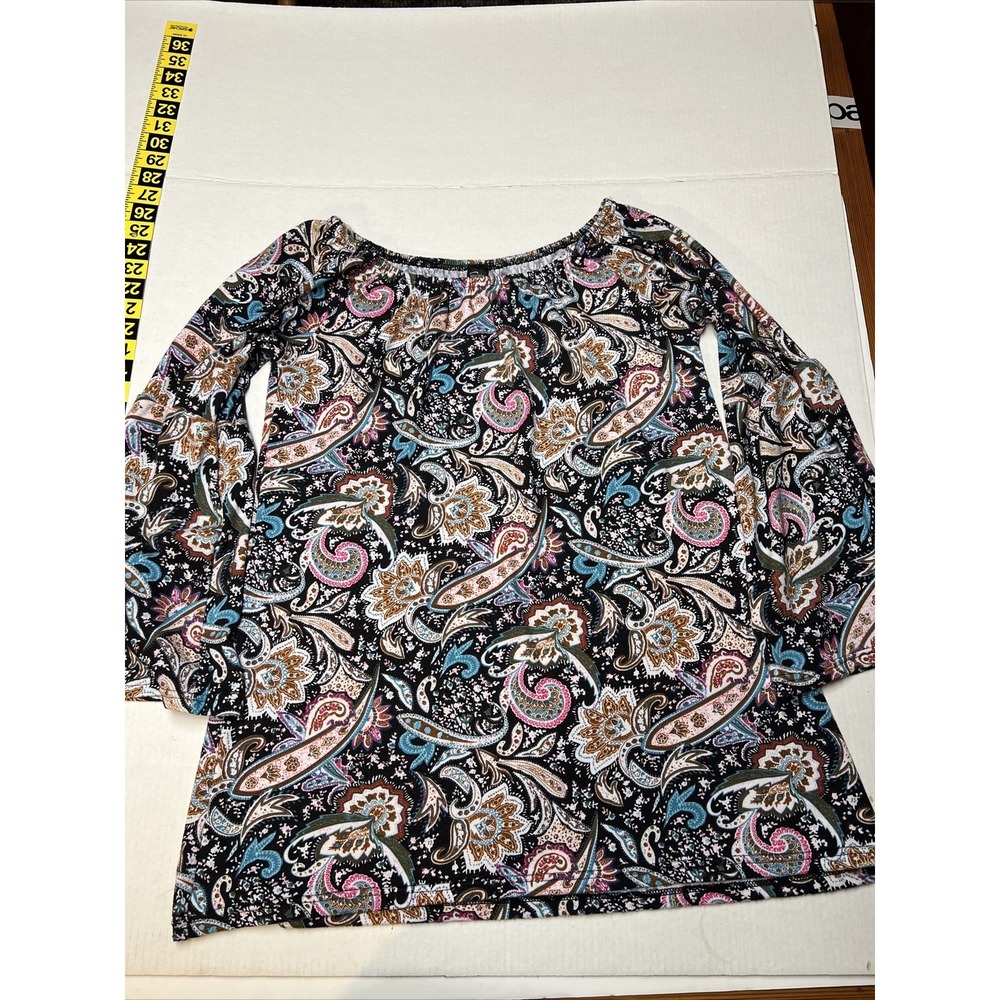 Win Win Bell Sleeve Tunic Top Women's‎ Size L-XL Multicolor Paisley